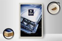 Holzschild Reise 12x18 cm Amerika Oldtimer weiß Dream Cars Dekoration