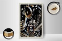 Holzschild Reise 12x18 cm Amerika Oldtimer silber Motor 90er
