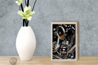 Holzschild Reise 12x18 cm Amerika Oldtimer silber Motor 90er