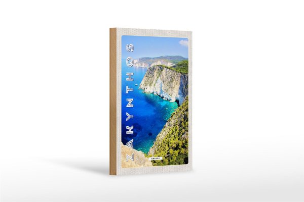 Holzschild Reise 12x18 cm Zakynthos Greece Griechenland Meer