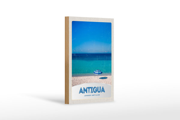 Holzschild Reise 12x18 cm Antigua Karibik Insel Meer Strand