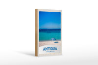Holzschild Reise 12x18 cm Antigua Karibik Insel Meer Strand