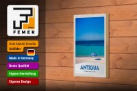 Holzschild Reise 12x18 cm Antigua Karibik Insel Meer Strand