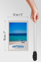 Holzschild Reise 12x18 cm Antigua Karibik Insel Meer Strand
