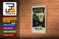 Holzschild Reise 12x18 cm Berlin Deutschland Fernsehturm 90er