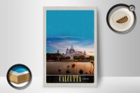 Holzschild Reise 12x18 cm Calcutta Indien Meer Architektur Trip