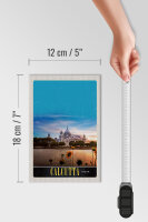 Holzschild Reise 12x18 cm Calcutta Indien Meer Architektur Trip