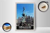 Holzschild Reise 12x18 cm Belgien Brüssel Antwerpen Skulptur