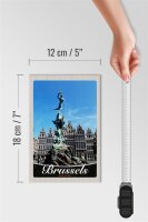 Holzschild Reise 12x18 cm Belgien Brüssel Antwerpen Skulptur