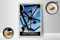Holzschild Reise 12x18 cm Brüssel Belgien Atomium Chemie Urlaub