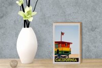 Holzschild Reise 12x18 cm California Amerika Küste Strand Meer
