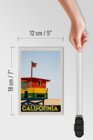 Holzschild Reise 12x18 cm California Amerika Küste Strand Meer