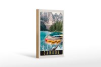 Holzschild Reise 12x18 cm Kanada Europa Meer Gebirge Boot...