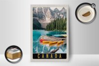 Holzschild Reise 12x18 cm Kanada Europa Meer Gebirge Boot Urlaub