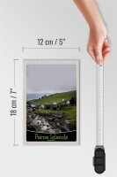 Holzschild Reise 12x18 cm Dänemark Faroe Islands Häuser Wiese