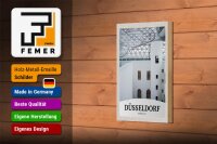 Holzschild Reise 12x18 cm Düsseldorf Deutschland Architektur