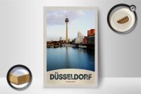 Holzschild Reise 12x18 cm Deutschland Düsseldorf Fernsehturm