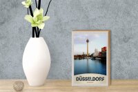 Holzschild Reise 12x18 cm Deutschland Düsseldorf Fernsehturm