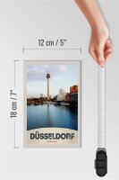 Holzschild Reise 12x18 cm Deutschland Düsseldorf Fernsehturm