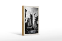Holzschild Reise 12x18 cm Frankfurt Stadt Neubau Hochhaus Urlaub