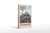 Holzschild Reise 12x18 cm Frankfurt Stadt Hochhäuser Altstadt
