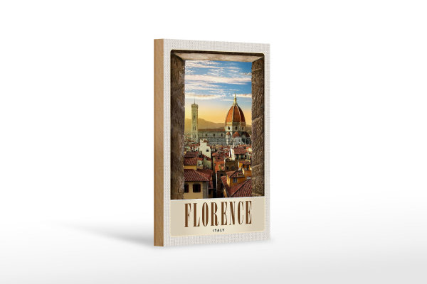 Holzschild Reise 12x18 cm Florence Altstadt Kirche Architektur