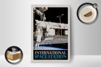 Holzschild Reise 12x18 cm Weltraum International Space Station