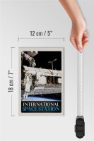 Holzschild Reise 12x18 cm Weltraum International Space Station