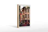 Holzschild Reise 12x18 cm Lyon Stadt Frankreich Tabak Theater