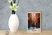 Holzschild Reise 12x18 cm Lyon Frankreich Paar Altstadt Urlaub