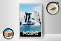 Holzschild Reise 12x18 cm Miami Amerika USA Brücke Schiffe Meer