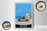 Holzschild Reise 12x18 cm Miami USA Amerika Ozeanrettung Wagen