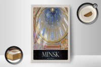 Holzschild Reise 12x18 cm Minsk Belarus Kirche Jesus Christus