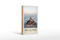 Holzschild Reise 12x18 cm Mont Saint Michel Frankreich Stadt