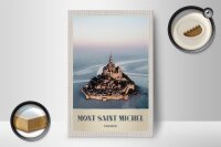Holzschild Reise 12x18 cm Mont Saint Michel Frankreich Stadt