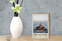 Holzschild Reise 12x18 cm Mont Saint Michel Frankreich Stadt