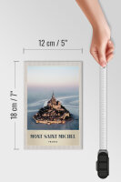 Holzschild Reise 12x18 cm Mont Saint Michel Frankreich Stadt
