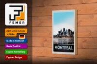 Holzschild Reise 12x18 cm Montreal Kanada Riesenrad Fluss Stadt