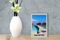 Holzschild Reise 12x18 cm Malediven Insel Amerika Urlaub Meer