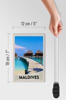 Holzschild Reise 12x18 cm Malediven Insel Amerika Urlaub Meer