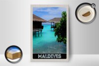 Holzschild Reise 12x18 cm Malediven Amerika Insel Meer Sonne