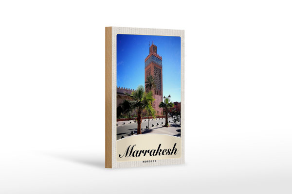 Holzschild Reise 12x18 cm Marrakesch Marokko Kultur