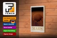 Holzschild Reise 12x18 cm Mars Weltraum Abdruck roter Planet