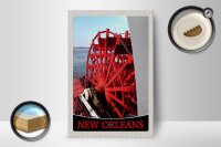 Holzschild Reise 12x18 cm New Orleans Amerika USA Steambot