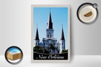 Holzschild Reise 12x18 cm New Orleans USA Amerika Kirche Urlaub