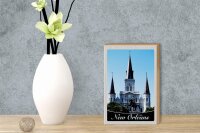 Holzschild Reise 12x18 cm New Orleans USA Amerika Kirche Urlaub