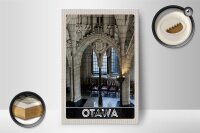 Holzschild Reise 12x18 cm Ottawa Kanada Kirche innen Skulptur