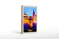 Holzschild Reise 12x18 cm Riga Lettland Weihnachten Laterne