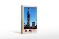Holzschild Reise 12x18 cm Philadelphia USA Amerika Architektur