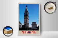 Holzschild Reise 12x18 cm Philadelphia USA Amerika Architektur